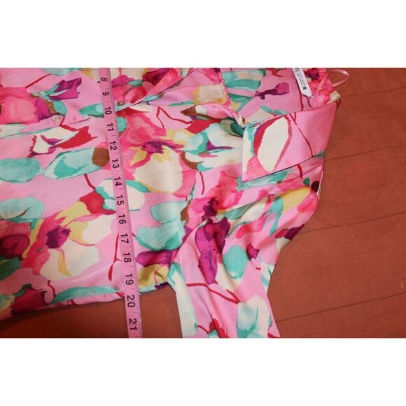 Zara Womens Floral SatinLong Sleeve Blouse Pink/Multicolor Size Small - Picture 5 of 9